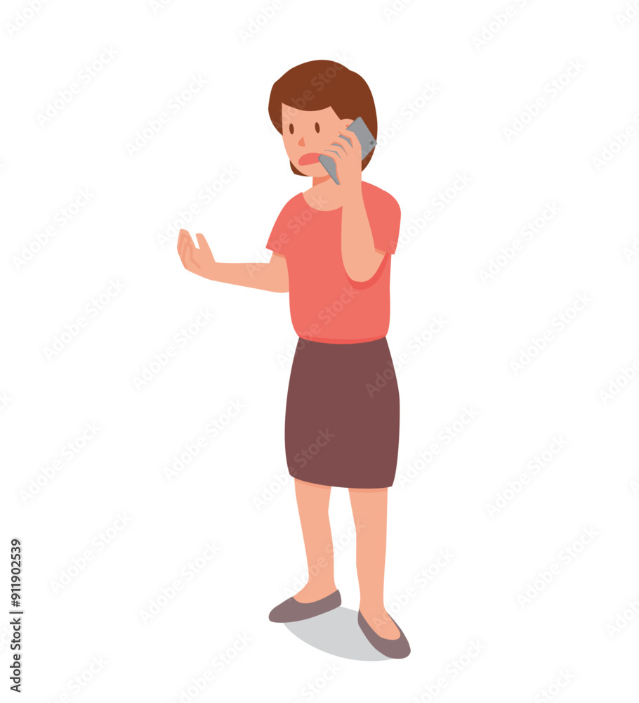 Woman with surprised or shocked expression while having conversation or argument over mobile phone or smart phone Woman with surprised or shocked expression while having conversation or argument over mobile phone or smart phone