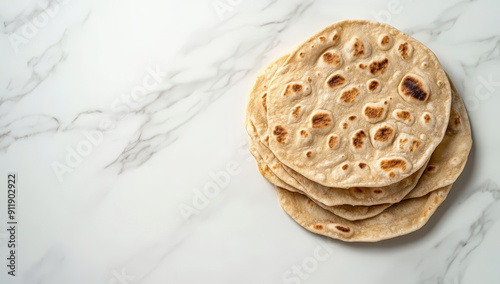 Homemade Roti Chapati Flatbread. Freshly baked indian flatbread. photo