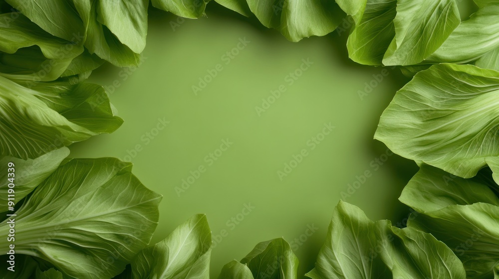 Fototapeta premium Green leafy frame with copy space.