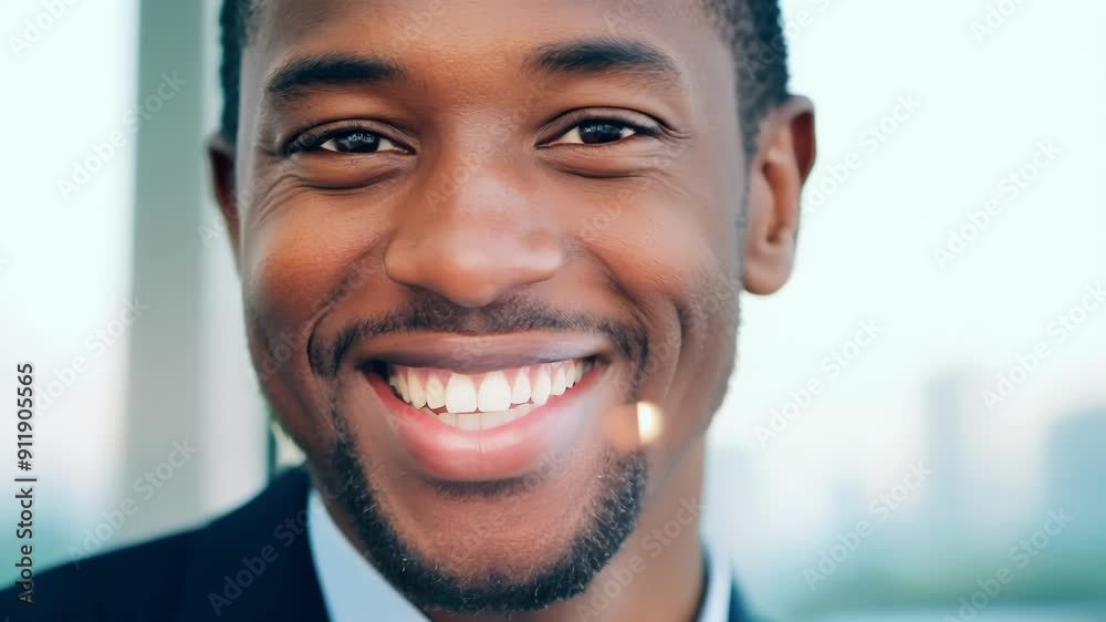 Closeup of a salespersons face as they express genuine excitement about a new product launch and its benefits for customers. Closeup of a salespersons face as they express genuine excitement about a new product launch and its benefits for customers.