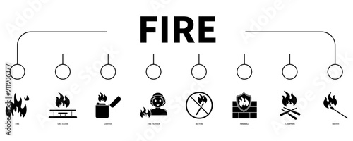 fire banner web icon vector illustration concept