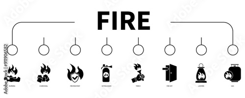 fire banner web icon vector illustration concept