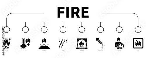 fire banner web icon vector illustration concept