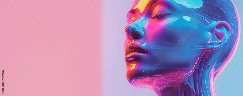 Design colorful holographic human component, front view, seethrough cognition features, scifi tone, colored pastel Design colorful holographic human component, front view, seethrough cognition features, scifi tone, colored pastel