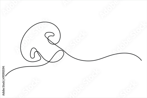  Mushroom continuous one single line drawing of Nature mushroom vector art illustration
