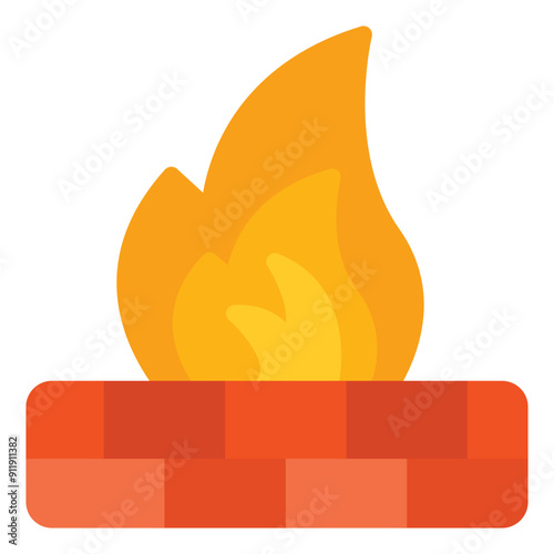 Bon fire Icon in Flat Style