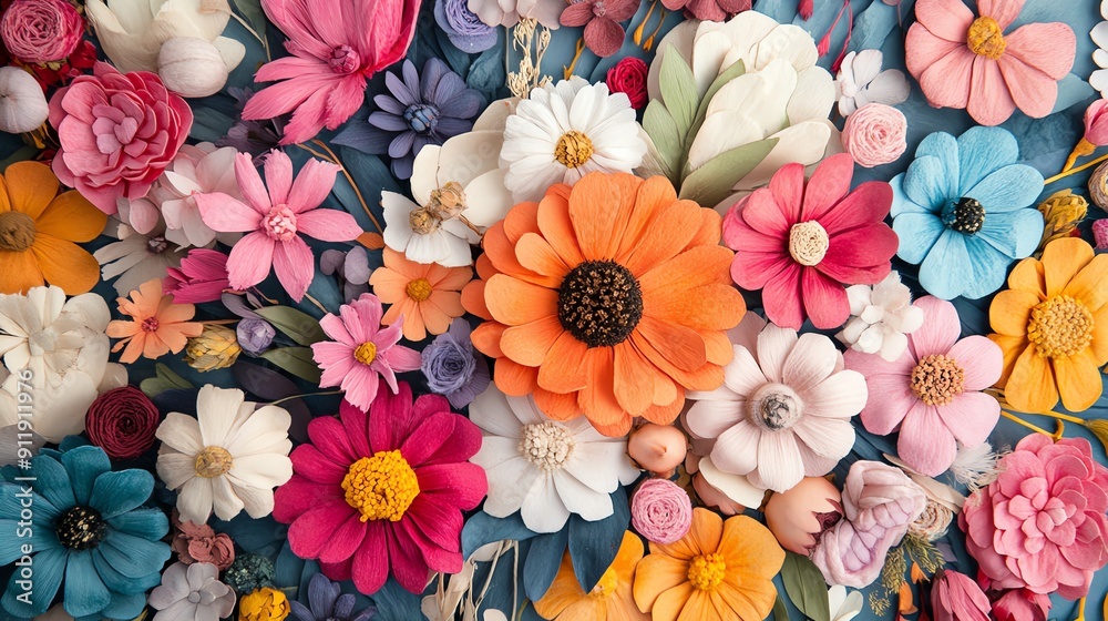 Fototapeta premium A closeup of a finished wildflower bouquet, with intricate details and vibrant colors