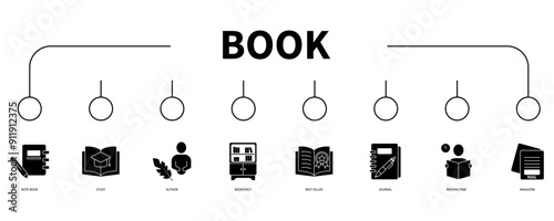 book banner web icon vector illustration concept