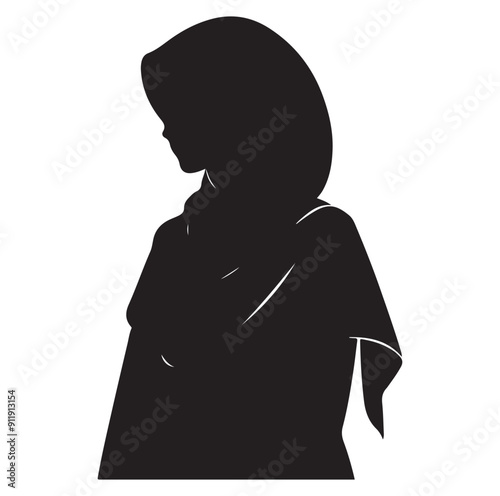 hijab style standing style silhouette vector illustration design.