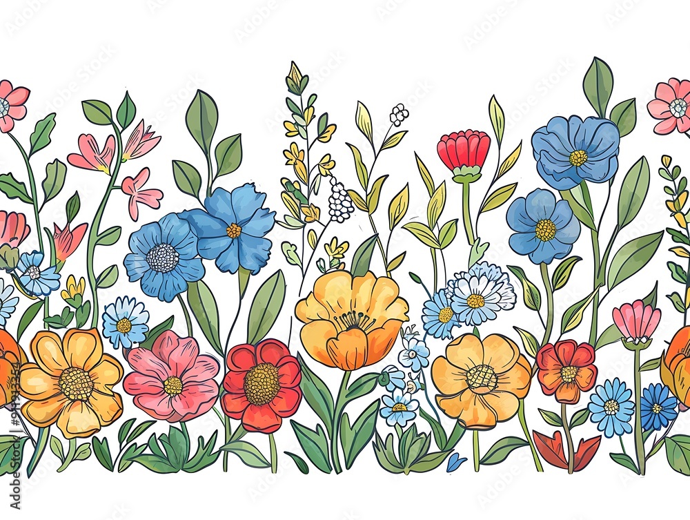 Fototapeta premium Seamless pattern with flowers. Floral background. Vector illustration.