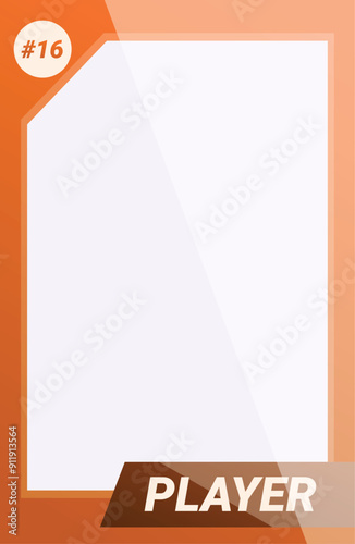 Orange trading card template featuring the number sixteen, for sports or games