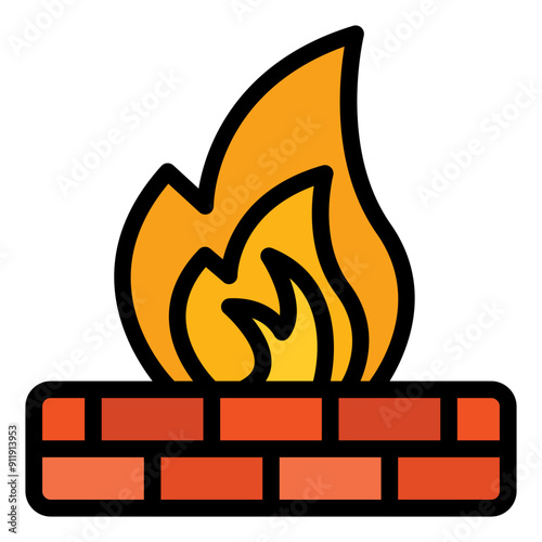 Bon fire Icon in Filled Line Style