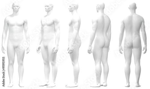 Obraz na płótnie Male 3D Model in Various Poses, Male Body Mannequin w salonie