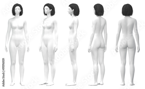Obraz na płótnie Female 3D Model in Various Poses, Female Body Mannequin w salonie