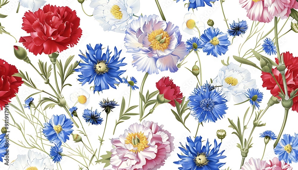 Seamless floral pattern with wildflowers. Seamless floral pattern with wildflowers.