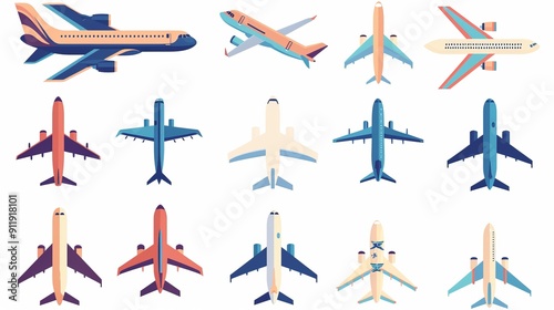 Assorted airplane illustrations from top view