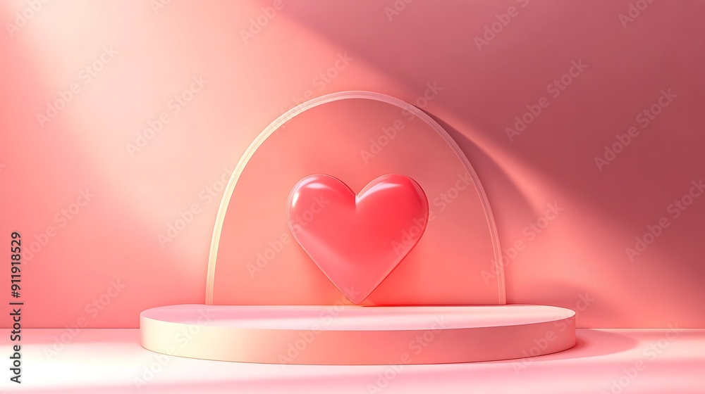 Podium background with geometric shapes and heart. Podium background with geometric shapes and heart.