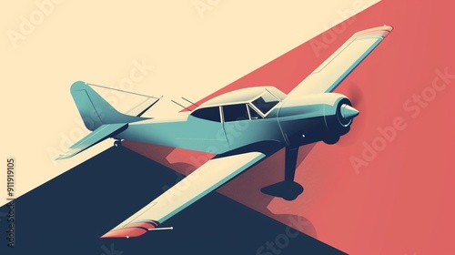 Vintage single-engine aircraft on abstract background photo