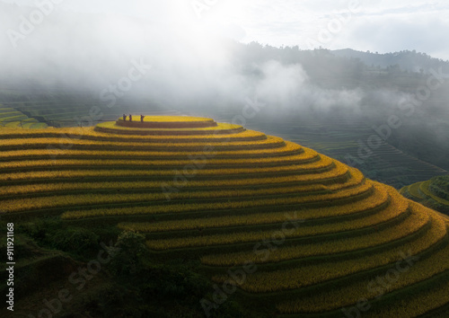 Terraced rice fields at Mam Xoi photo