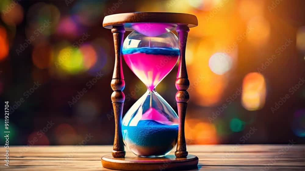 Antique hourglass on a red background