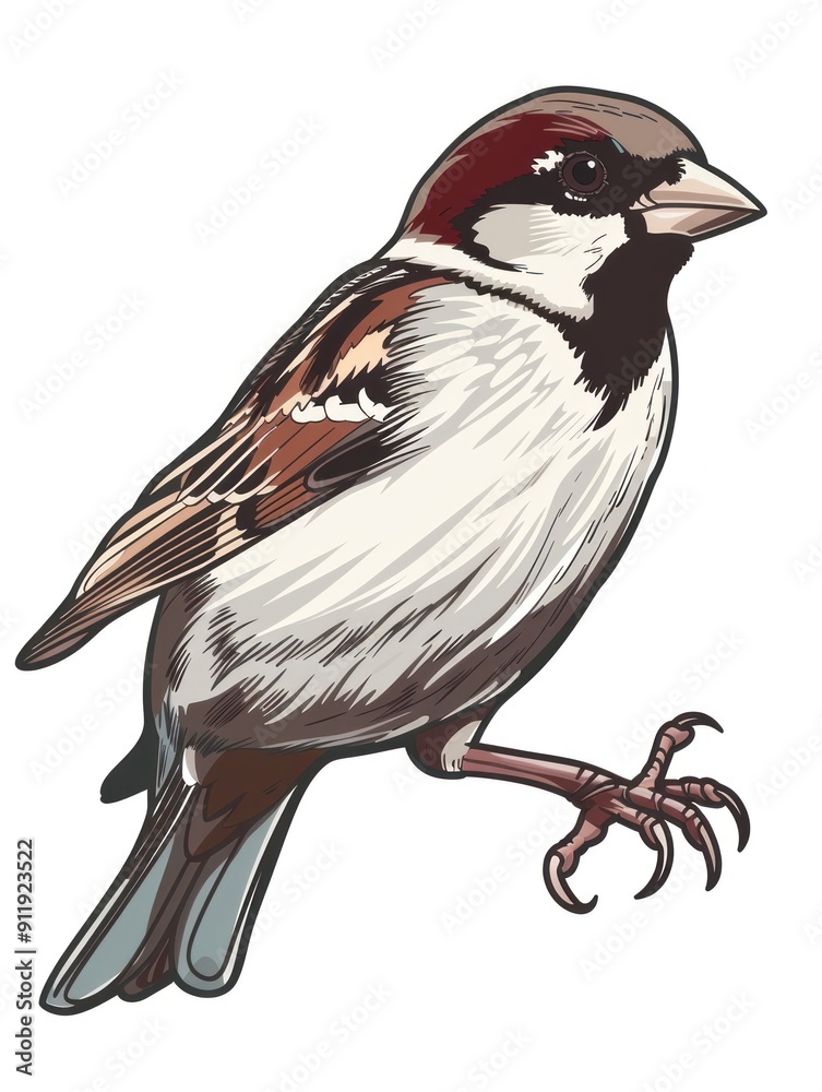Obraz premium Hand-drawn illustration of a sparrow.