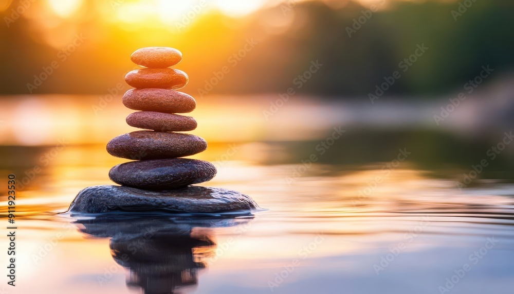 Obraz premium Meditation and relaxation, serene environment, vibrant colors, peaceful scenes, inviting