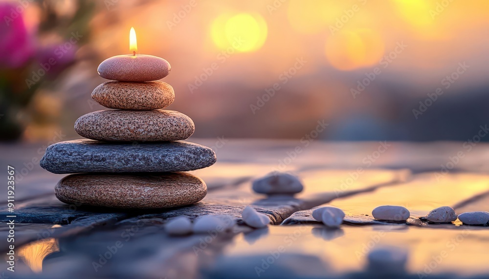 Fototapeta premium Meditation and relaxation, serene environment, vibrant colors, peaceful scenes, inviting