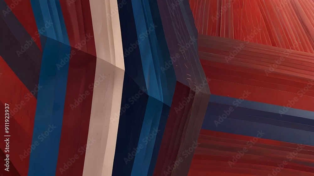 Fototapeta premium Geometric, gradient diagonal striped background in bi-partisan red and blue hues; good for slides, corporate media, wallpaper Generative AI