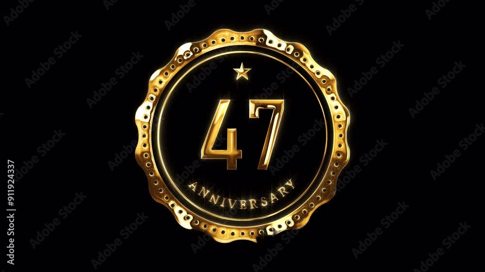 47th Anniversary Celebration. Happy 47 Years Anniversary Animation in Gold Color on the Transparent Background, Alpha Channel. Great for greetings, celebrations, events, and gifts. 47th Anniversary Celebration. Happy 47 Years Anniversary Animation in Gold Color on the Transparent Background, Alpha Channel. Great for greetings, celebrations, events, and gifts.