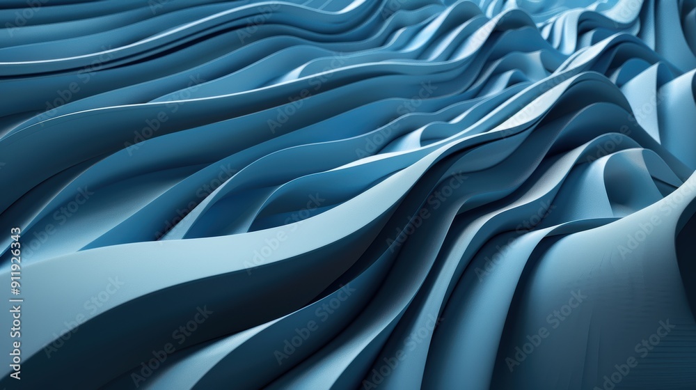 Obraz premium Abstract blue wave background. Smooth minimal design. .
