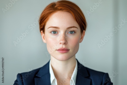 Confident businesswoman with red hair