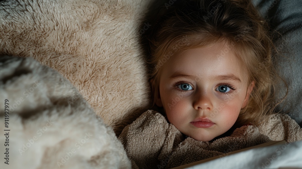 Thoughtful child with blue eyes Thoughtful child with blue eyes