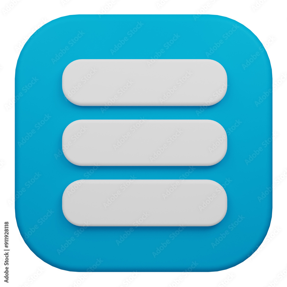 menu 3d icon isolated on the transparent background menu 3d icon isolated on the transparent background
