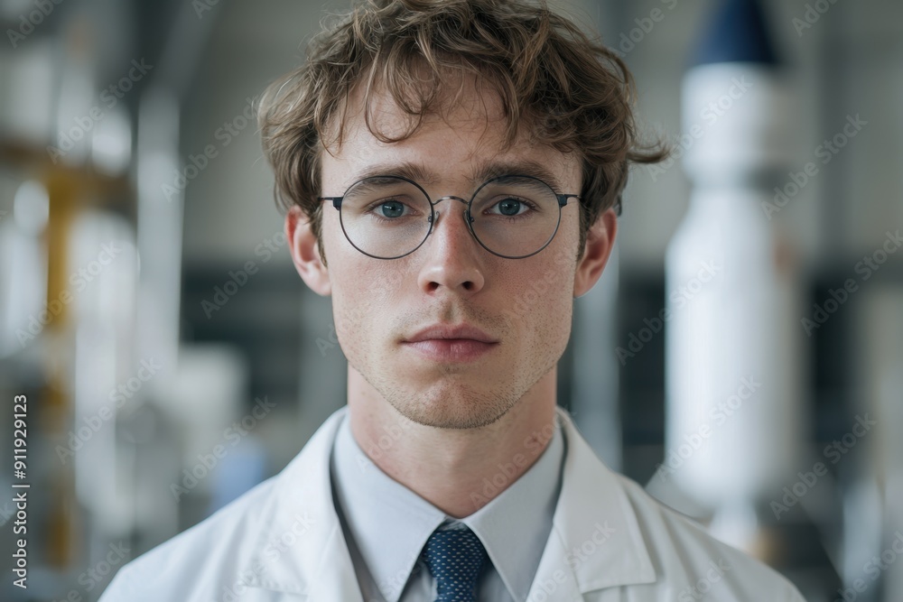 Thoughtful young man in white coat Thoughtful young man in white coat