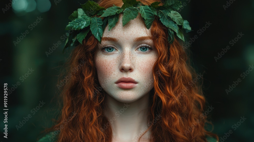Enchanting redhead with floral crown Enchanting redhead with floral crown