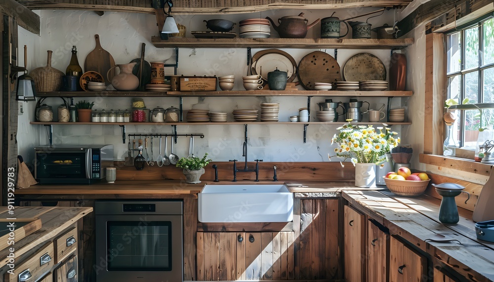 Rustic Kitchen Features Reclaimed Wood, Open Shelves, and Farmhouse Sink Rustic Kitchen Features Reclaimed Wood, Open Shelves, and Farmhouse Sink