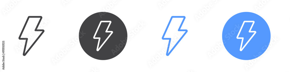 Thunder and bolt icon Symbol set collection Thunder and bolt icon Symbol set collection