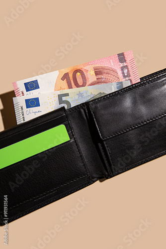 Euros in wallet Travel concept - European Summer