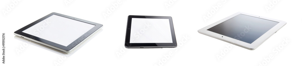 Tablet Device with Blank White Screen, Transparent Background