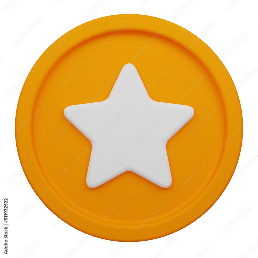 star 3d icon isolated on the transparent background