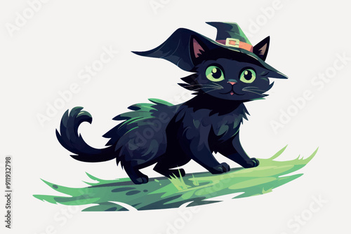 Cute black cat witch hat