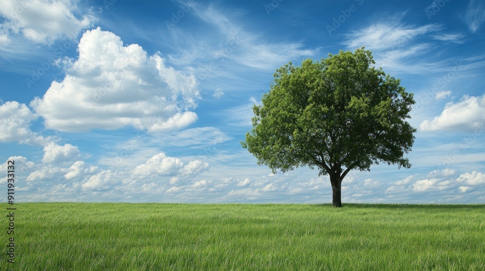 Obraz premium Solitary Tree in a Green Field
