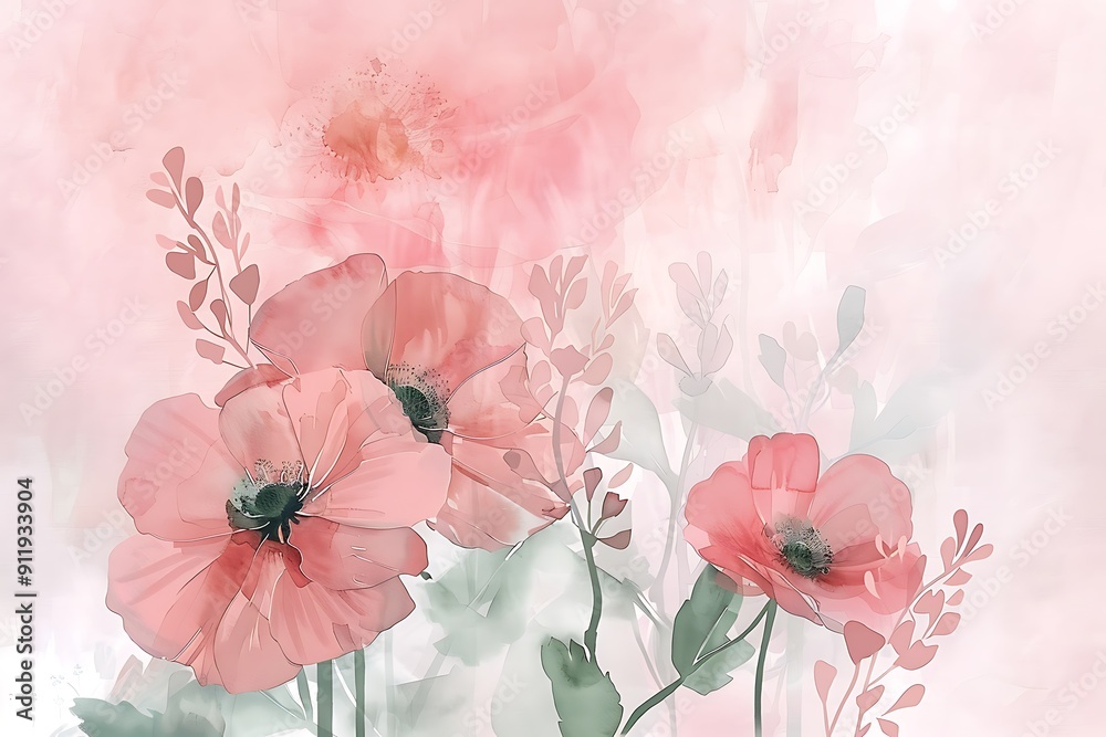 Naklejka premium Watercolor flowers set. Hand painted floral design elements isolated on white background.