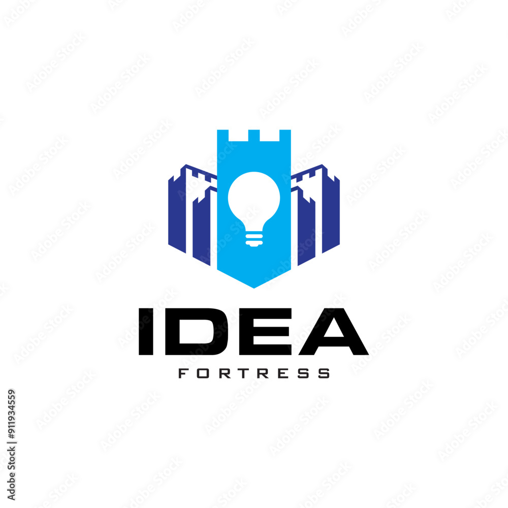 bulb shape with fortress vector icon logo design illustration bulb shape with fortress vector icon logo design illustration
