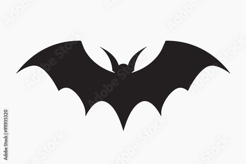 Black bat silhouette on white