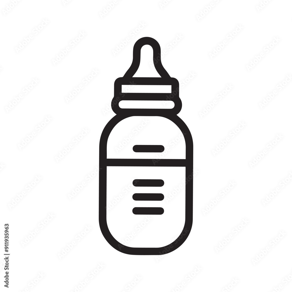 Baby feeding bottle drink food outline black icon design. Baby feeding bottle drink food outline black icon design.