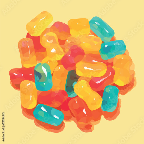 Colorful gummy candy pile