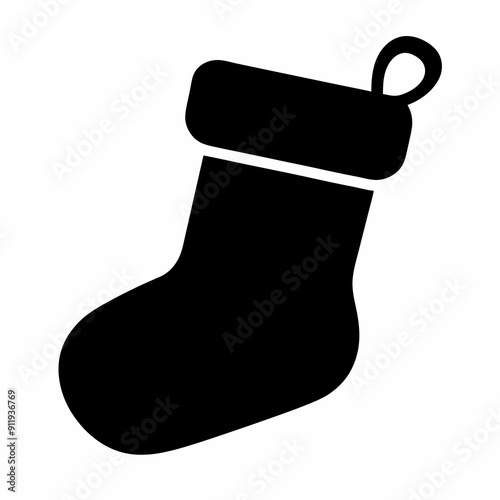 christmas sock isolated on white, christmas sock vector illustration, Christmas socking vector art, socking silhouette, christmas socking vector icon, eps