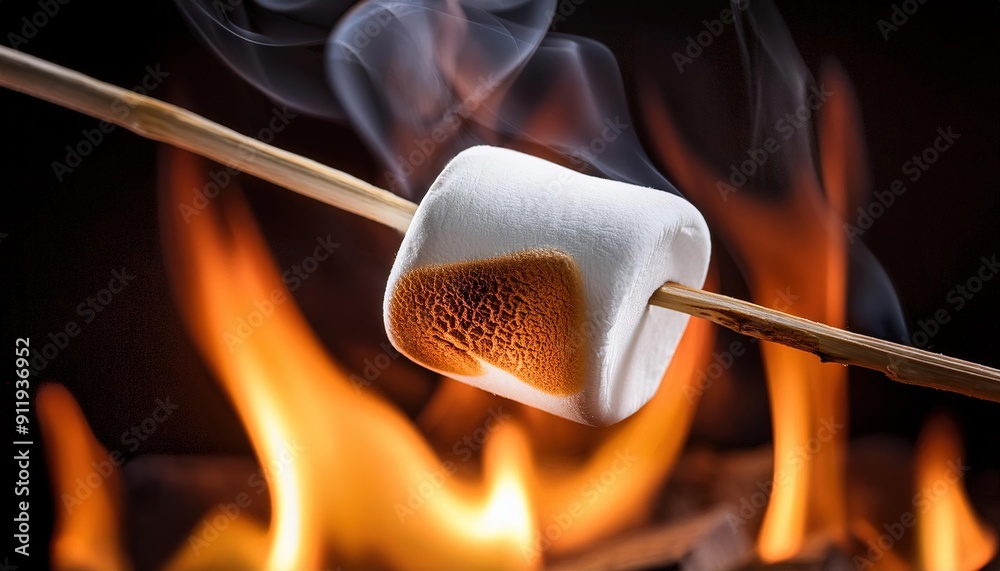 Perfectly Toasted Marshmallow Over Campfire Flames Perfectly Toasted Marshmallow Over Campfire Flames