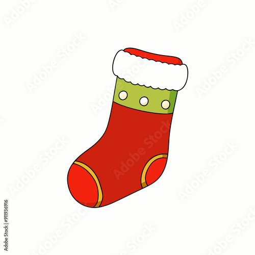 christmas sock isolated on white, christmas sock vector illustration, Christmas socking vector art, socking silhouette, christmas socking vector icon, eps